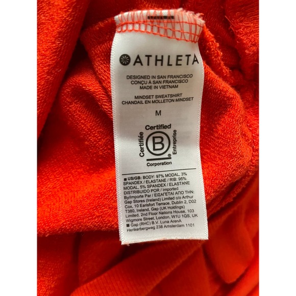 Athleta Womens Relaxed Fit Mindset Sweatshirt Long Sleeve Size M Orange - Picture 6 of 8